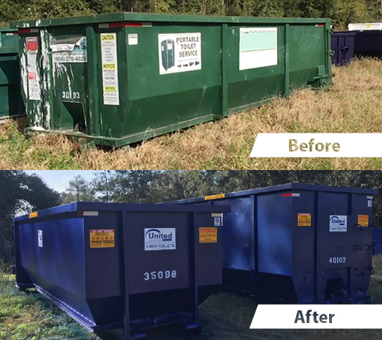 Arwood Site Services Dumpster Rebranding Before and After